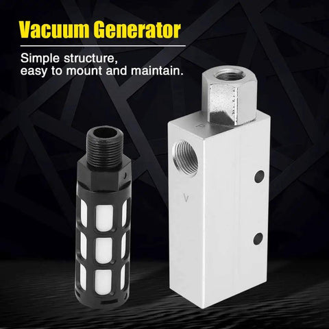 Vacuum Generator With Silencer And Aluminum Alloy Valve, 2.0mm Ejector, Rp1/4 Inlet, Rp3/8 Vacuum Thread, Industrial Use