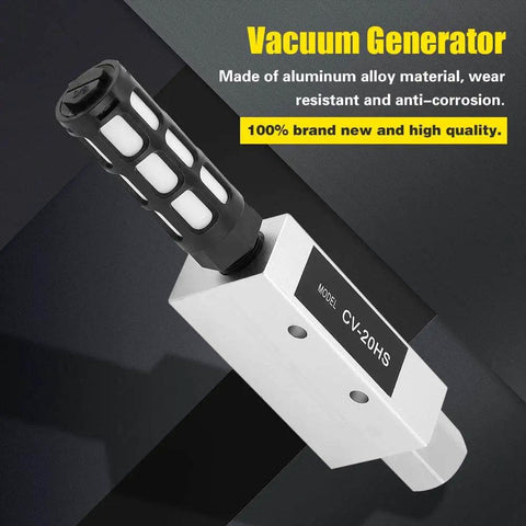 Vacuum Generator With Silencer And Aluminum Alloy Valve, model CV-20HS, high negative pressure, industrial design
