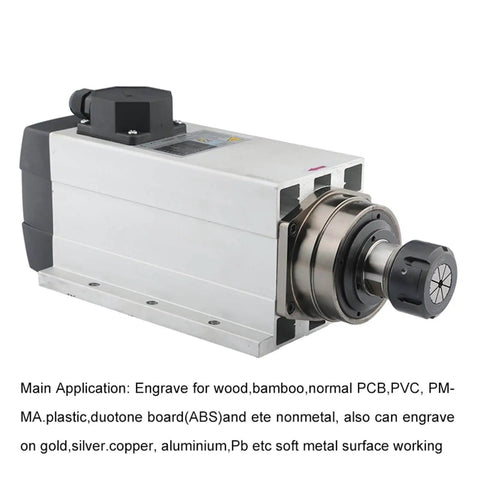 Heavy Duty Workhorse 6.0 kW 380V Air Cooled Woodworking Spindle Motor With ER32 Chuck 18000 RPM shown angled view