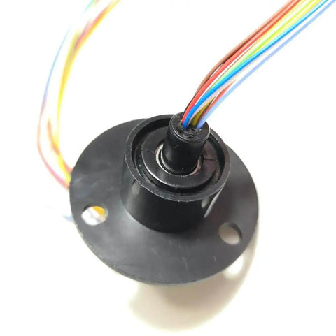 High Speed Ball Conductive Slip Ring 12 Wire 2A Collector Ring for rotating joints with visible wires and black housing