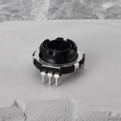 Two Pack Hollow Shaft Encoder EC25 SRGP200200 for Volume Control, black circular design with metal pins, on white background.