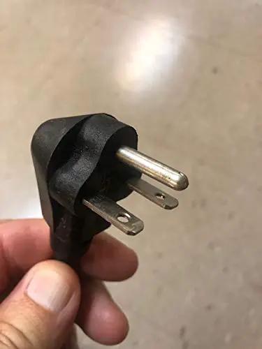 Close-up of a black power plug for Industrial Pro Grade 100 Metering Pump With Diaphragm Action, 230V Motorized, adjustable flow pump.