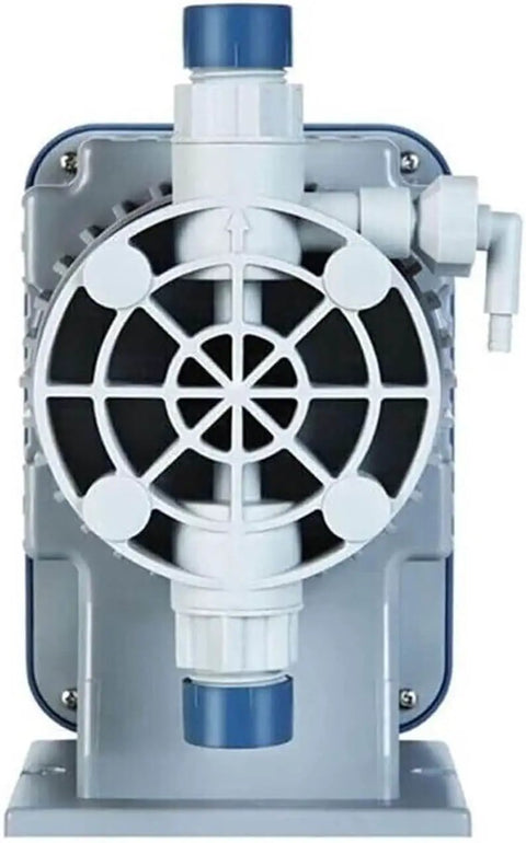 Front view of Electromagnetic Diaphragm Metering Pump Built Tough For Industrial Use Polypropylene Chemical Metering Pump Ideal For Water Treatment