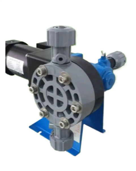 Rugged PVC Diaphragm Metering Pump Dosing System Model BX50 with 88.5L Capacity, 5 Bar Pressure, front view of durable pump head.