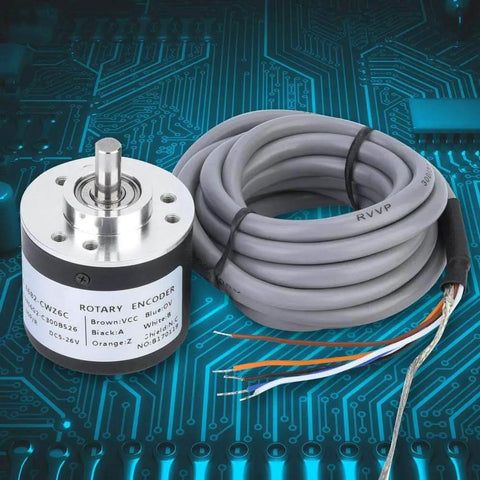 Incremental Rotary Encoder 300P R Pro Grade 5 To 26V DC 38mm Diameter NPN Open Collector ABZ Three Phase Encoder with cable