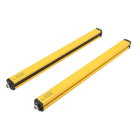 Two yellow aluminum light curtain sensor switches, Heavy Duty Pro Grade Light Curtain Sensor Switch 24V DC NPN NC With Infrared Photoelectric Safety