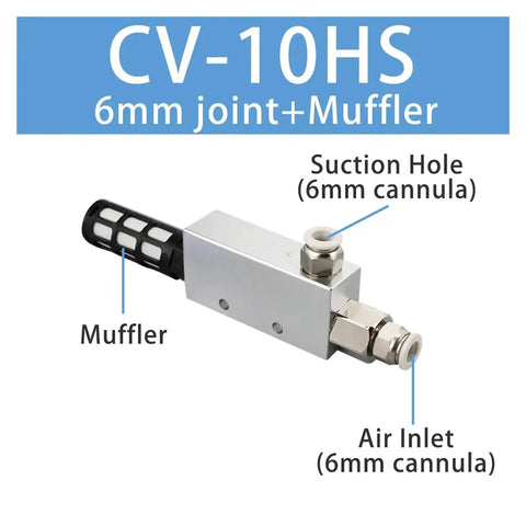 Vacuum Generator CV10HS Series For Industrial Pneumatic Systems With High Negative Pressure Venturi Exhaust Ejector, 6mm Joint