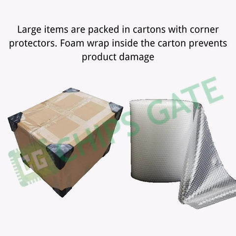 Cardboard carton with corner protectors and bubble wrap for secure packaging