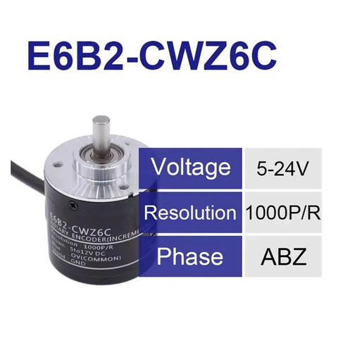 Rotary Encoder With 100 200 360 500 600 800 1000 2000 Pulses Per Revolution, 5 To 24V DC, Output Switch, model E6B2-CWZ6C