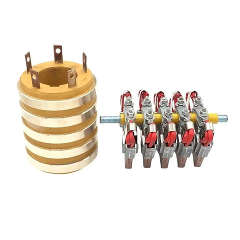 Five Way Thickened Collector Ring Conductive Slip Ring Assembly for Industrial Machinery with 55mm inner diameter, electrical joints.