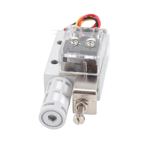 Close-up of SCV 10CK Pneumatic Vacuum Ejector Generator with PR1/4 Female Thread for Industrial Automation and Electronics.