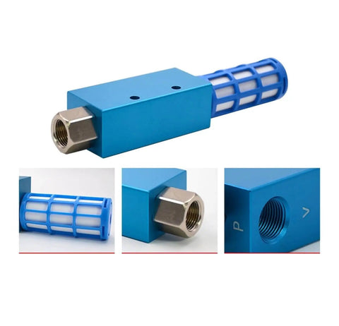 Industrial Pneumatic Vacuum Ejector Built For Heavy Duty Workflows With High Suction And Negative Pressure For Reliable Robust Vacuum Generation In Industrial Applications EV15HS, blue metal design