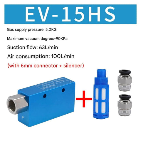 Beefy Vacuum Ejector With Suction Cup And Negative Pressure Control Valve For Precision Hold On Surfaces EV 15HS 6mm