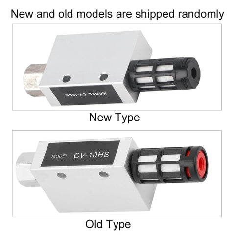 Heavy Duty Pneumatic Vacuum Generator Ejector CV 10 HS with aluminum alloy, new and old models side by side.