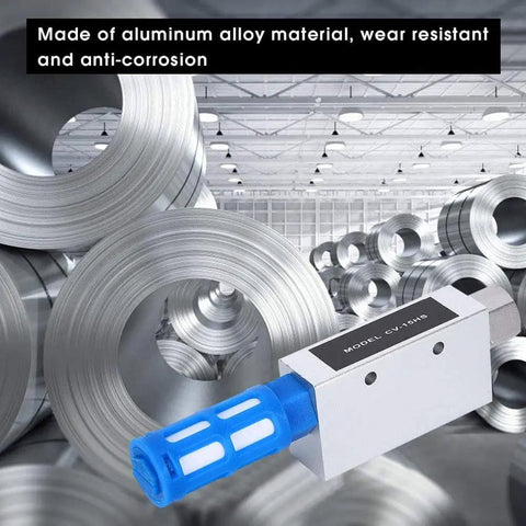 CV-15HS Vacuum Generator Venturi Vacuum Pump, aluminum body, silencer ejector, industrial grade efficiency, in metal coil background