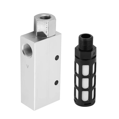 Pneumatic Air Exhaust Vacuum Generator Ejector With Silencer for Industrial Use, aluminum alloy body, compact size, easy mount.
