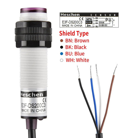 M18 Infrared Photoelectric Proximity Sensor Diffuse Reflection Type With 10 to 200 cm Detection Range cables and label