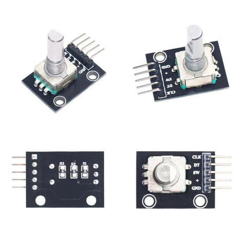 Close-up of Five Pack 360 Degree Rotary Encoder Module KY-040 Sensor Development Board with Push Button for Arduino Projects