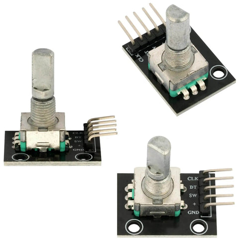 Six Pack KY-040 Rotary Encoder Modules With Push Button And Knob Cap For Arduino Makers And DIY Hobbyists