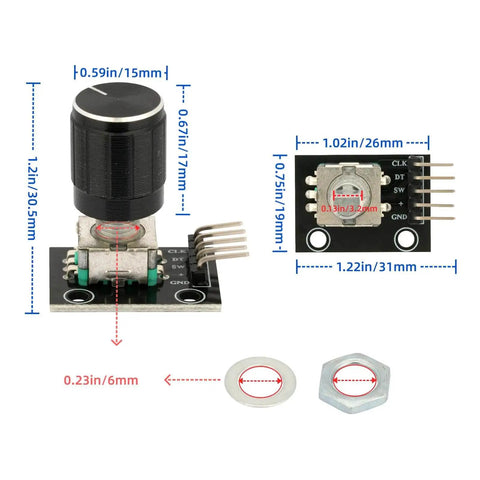 Keyes Encoder Six Pack KY-040 Rotary Encoder Modules With Push Butto...