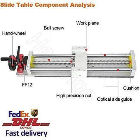 Linear Stage Actuator 400mm Ballscrew 1605 Optical Axis Linear Rail Guide Manual Slide Stage C7 - Ruler for DIY CNC Router Controller XYZ-Axis Stage
