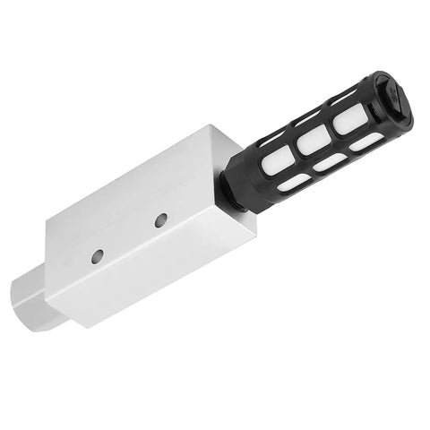 Quiet Industrial Vacuum Generator Ejector 15HS with Venturi Muffler, 12.0 x 5.0 x 6.0 inch, aluminum body, side view
