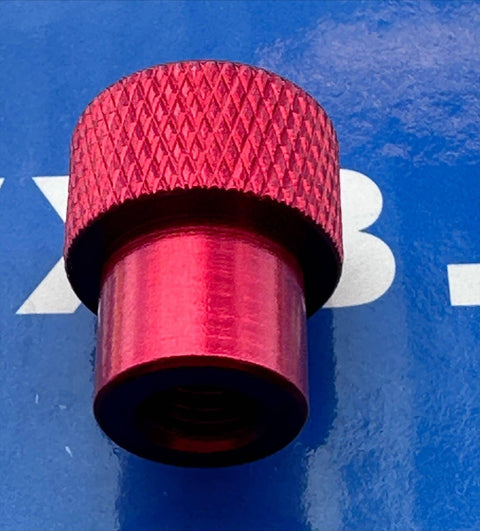 M4 x 12mm Long Red Aluminum Knurled Head Thumb Closed End Nut