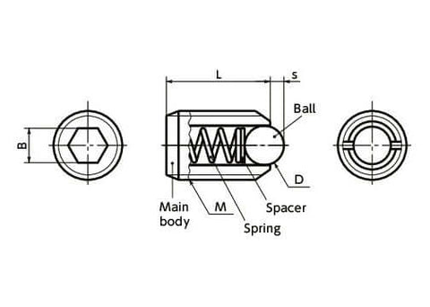M6 13mm Length - Stainless Steel Miniature Spinning Ball Plunger Japan