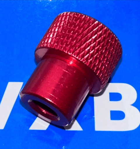 M6 x 18mm Red Knurled Thumb Nut – Closed End - Aluminum