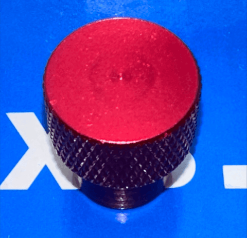 M6 x 18mm Red Knurled Thumb Nut – Closed End - Aluminum