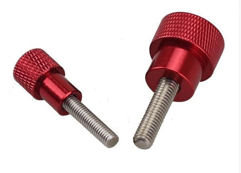 M8 Red Aluminum Knurled Head Stainless Steel Thumb Screws 20mm Long