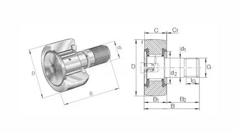 MCFD62 Track Roller Cam Follower Needle Roller Bearing 24x62x80mm