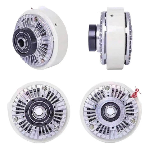 Hollow Shaft Magnetic Particle Clutch And Magnetic Powder Brake for bagging printing and dyeing machines, front and side views