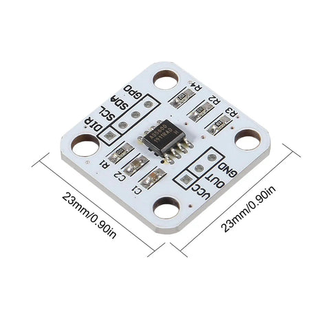 AS5600 Magnetic Encoder Module 3 Pack Pro Grade High Precision Sensor 12 Bit I2C PWM And Voltage Output Non Contact Angle Measurement 23 By 23 Millimeter Kit Bundle showing close-up of one module with dimensions