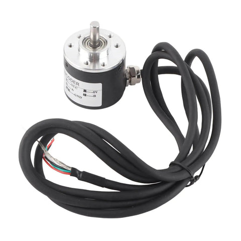 Magnetic Incremental Rotary Encoder With 600 PPR, 6mm Shaft, 5 to 24 V DC, AB Quadrature Output, NPN Open Collector, cable view