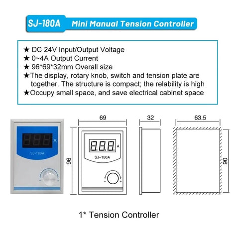 Micro Magnetic Powder Brake Tension Controller Kit for Textile Bag Packer Machines with display and rotary knob, compact design.