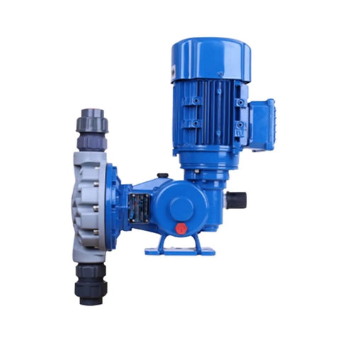 Mechanical Diaphragm Metering Pump MS1A064B in blue with pro grade flow control, side view