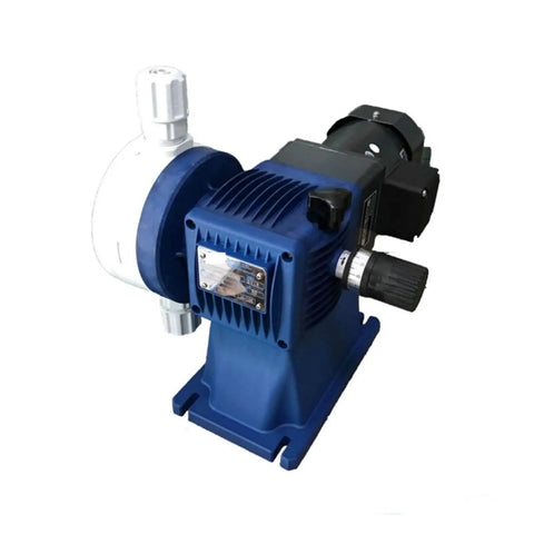 Mechanical Diaphragm Metering Pump MS1A064B with Pro Grade Flow Control in blue, featuring adjustable flow rate and self-priming seal.