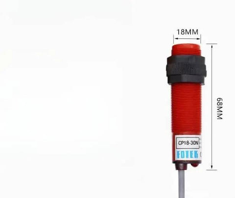 New CP18-30N NPN NO Proximity Sensor, red cylindrical design, dimensions 18mm x 68mm, for automation and industrial use.