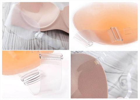 Close-up of clear nylon bra strap rings and hooks from 60Pcs Nylon Bra Strap Rings Hooks Set For DIY Bra And Swimwear Repair 8Mm And 12Mm