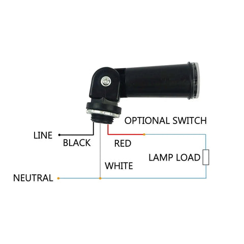 Outdoor Dusk To Dawn Photocell Switch 120V Hard Wired Post Eye Light Control wiring diagram with swivel mount and connectors