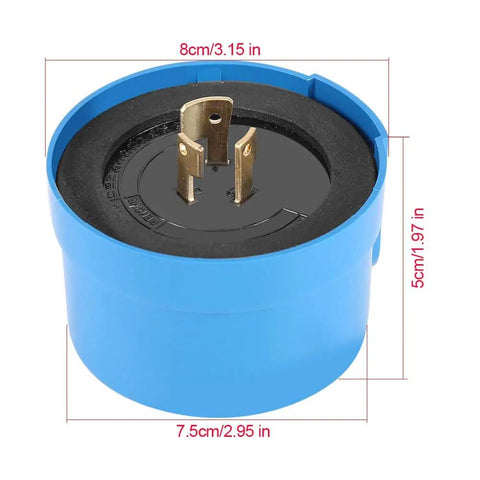 Outdoor Lighting Sensor Switch With Photoelectric Control Automatic On Off, blue weatherproof exterior device with dimensions labeled.