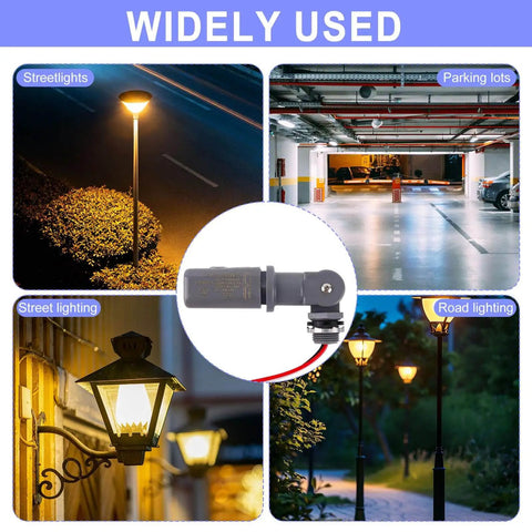 Widely used outdoor photocell sensor for streetlights, parking lots, yard, and street lighting applications.