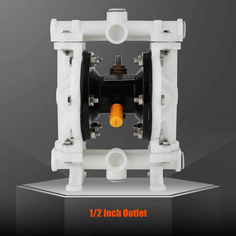 Air Operated Double Diaphragm Pump With Half Inch Inlet And Outlet, QBK-15, 12 GPM And Up To 120 PSI, front view.