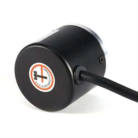 Photoelectric Incremental Rotary Encoder 600 P R, 6mm Shaft, 5-24 VDC, AB Phase Output, showing rear view with cable connection