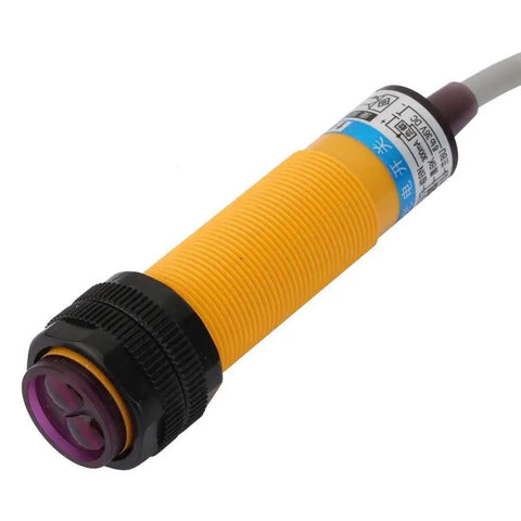 Photoelectric Switch Sensor DC6-36V E3F-DS30C4 NPN NO Proximity Sensor with 10-30 cm sensing range, yellow cylindrical body