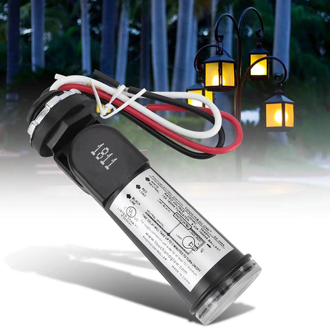 Photoelectric Switch With 50 60Hz Light Sensor Control Automatic On Off For Outdoor Lights Dusk To Dawn Photocell, cables shown