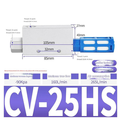 Industrial Grade Pneumatic Vacuum Generator Negative Pressure Air Ejector For Automation dimensions and specifications