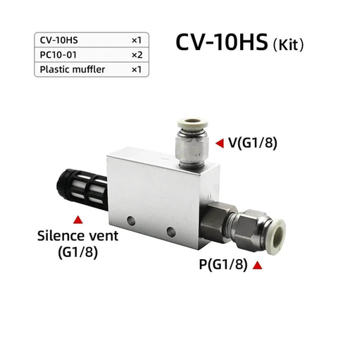 Top Notch Industrial Pneumatic Vacuum Generator Kit with CV-10HS, silent vent, and 10W 10F fitting for automation.