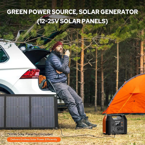 Portable Power Station 300W 296Wh with 110V Pure Sine Wave Outlet for Camping, solar panels, tent, car, outdoors.